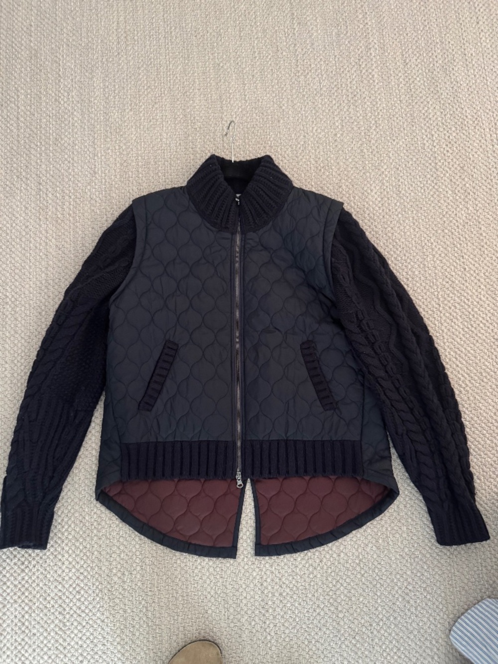 Veronica Beard Patra Mixed Media Jacket Large Navy